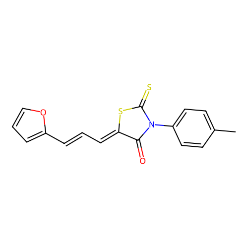 (Z)-5-((E)-3-(furan-2-yl)allylidene)-2-thioxo-3-(p-tolyl)thiazolidin-4-one structure