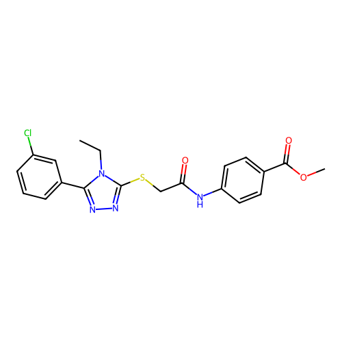 Methyl 4-[[2-[[5-(3-chlorophenyl)-4-ethyl-1,2,4-triazol-3-yl]sulfanyl]acetyl]amino]benzoate structure