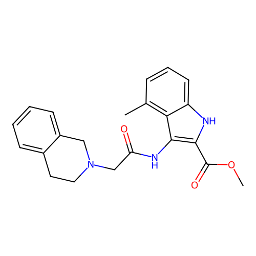 Methyl 3-[[2-(3,4-dihydro-1H-isoquinolin-2-yl)acetyl]amino]-4-methyl-1H-indole-2-carboxylate structure