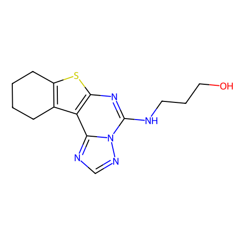3-((8,9,10,11-tetrahydrobenzo[4,5]thieno[3,2-e][1,2,4]triazolo[1,5-c]pyrimidin-5-yl)amino)propan-1-ol structure