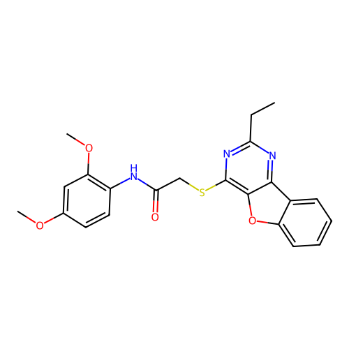N-(2,4-dimethoxyphenyl)-2-((2-ethylbenzofuro[3,2-d]pyrimidin-4-yl)thio)acetamide structure