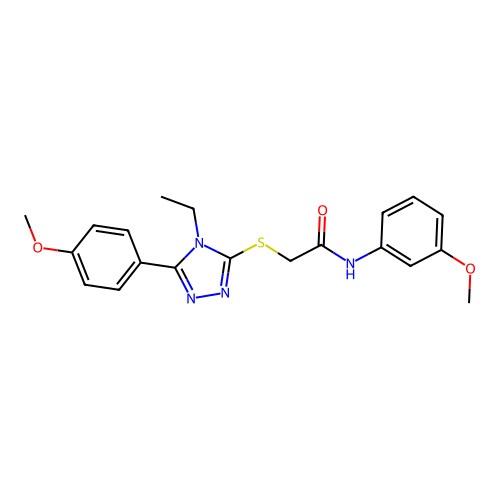 2-((4-ethyl-5-(4-methoxyphenyl)-4H-1,2,4-triazol-3-yl)thio)-N-(3-methoxyphenyl)acetamide structure