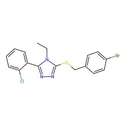 3-[(4-bromobenzyl)sulfanyl]-5-(2-chlorophenyl)-4-ethyl-4H-1,2,4-triazole structure