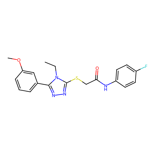 2-{[4-ethyl-5-(3-methoxyphenyl)-4H-1,2,4-triazol-3-yl]sulfanyl}-N-(4-fluorophenyl)acetamide structure