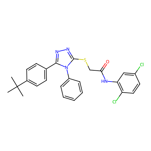 2-{[5-(4-tert-butylphenyl)-4-phenyl-4H-1,2,4-triazol-3-yl]sulfanyl}-N-(2,5-dichlorophenyl)acetamide structure