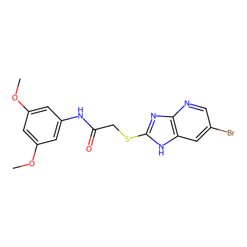 2-[(6-bromo-1H-imidazo[4,5-b]pyridin-2-yl)sulfanyl]-N-(3,5-dimethoxyphenyl)acetamide structure
