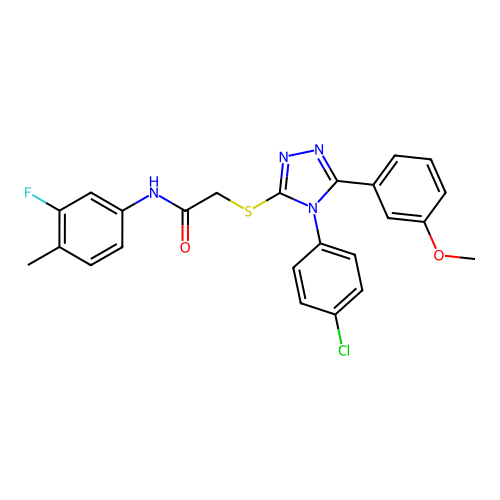 2-{[4-(4-chlorophenyl)-5-(3-methoxyphenyl)-4H-1,2,4-triazol-3-yl]sulfanyl}-N-(3-fluoro-4-methylphenyl)acetamide structure
