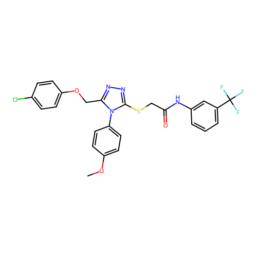 2-((5-((4-chlorophenoxy)methyl)-4-(4-methoxyphenyl)-4H-1,2,4-triazol-3-yl)thio)-N-(3-(trifluoromethyl)phenyl)acetamide structure