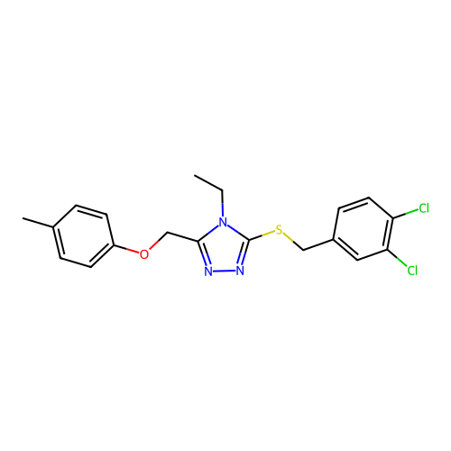 3-((3,4-dichlorobenzyl)thio)-4-ethyl-5-((p-tolyloxy)methyl)-4H-1,2,4-triazole structure