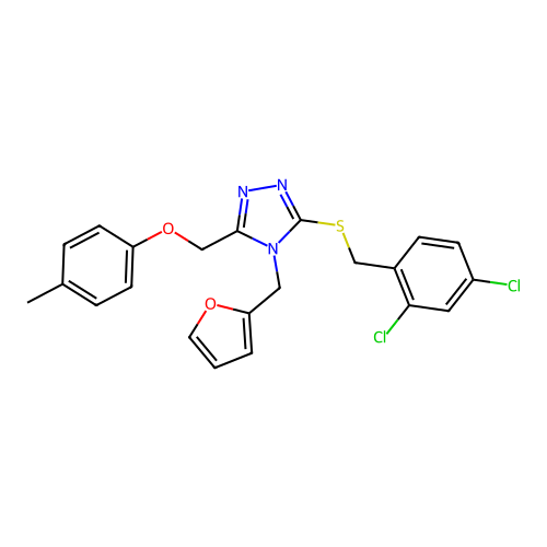 1-({5-[(2,4-dichlorophenyl)methylthio]-4-(2-furylmethyl)(1,2,4-triazol-3-yl)}m ethoxy)-4-methylbenzene structure