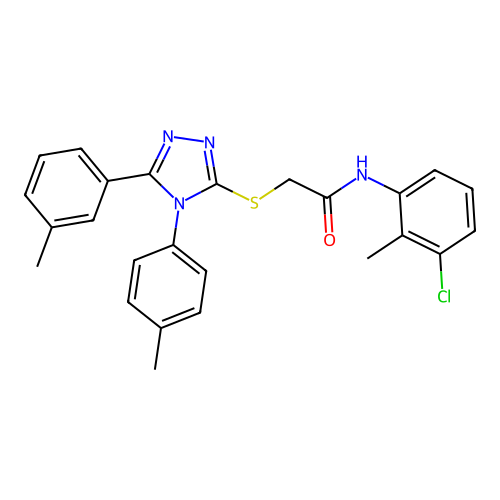 N-(3-chloro-2-methylphenyl)-2-((5-(m-tolyl)-4-(p-tolyl)-4H-1,2,4-triazol-3-yl)thio)acetamide structure