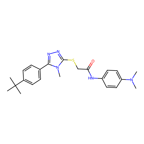 2-{[5-(4-tert-butylphenyl)-4-methyl-4H-1,2,4-triazol-3-yl]sulfanyl}-N-[4-(dimethylamino)phenyl]acetamide structure