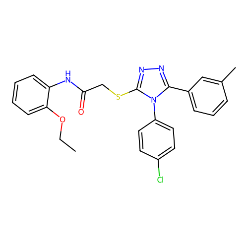 2-[[4-(4-chlorophenyl)-5-(3-methylphenyl)-1,2,4-triazol-3-yl]sulfanyl]-N-(2-ethoxyphenyl)acetamide structure