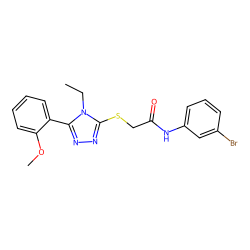 N-(3-bromophenyl)-2-[[4-ethyl-5-(2-methoxyphenyl)-1,2,4-triazol-3-yl]sulfanyl]acetamide structure