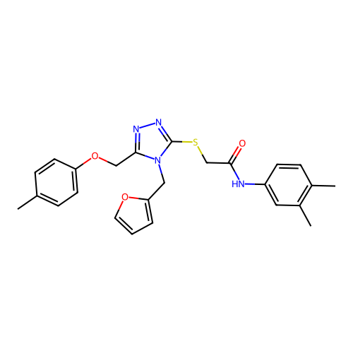 N-(3,4-dimethylphenyl)-2-((4-(furan-2-ylmethyl)-5-((p-tolyloxy)methyl)-4H-1,2,4-triazol-3-yl)thio)acetamide structure