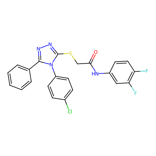2-[[4-(4-chlorophenyl)-5-phenyl-1,2,4-triazol-3-yl]sulfanyl]-N-(3,4-difluorophenyl)acetamide structure