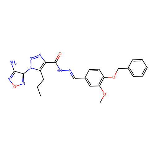 (E)-1-(4-amino-1,2,5-oxadiazol-3-yl)-N'-(4-(benzyloxy)-3-methoxybenzylidene)-5-propyl-1H-1,2,3-triazole-4-carbohydrazide structure