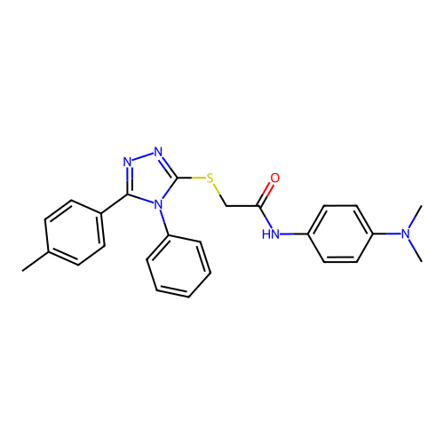 N-(4-dimethylaminophenyl)-2-[[5-(4-methylphenyl)-4-phenyl-1,2,4-triazol-3-yl]sulfanyl]acetamide structure