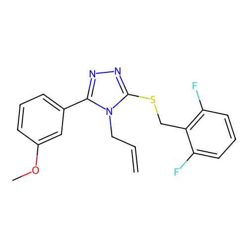 3-[(2,6-difluorophenyl)methylsulfanyl]-5-(3-methoxyphenyl)-4-prop-2-enyl-1,2,4-triazole structure