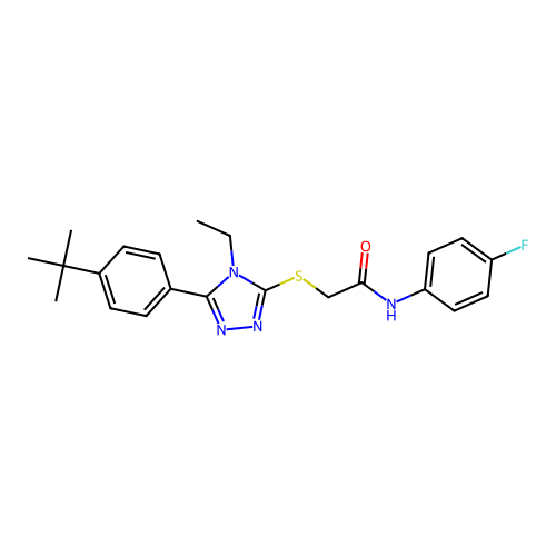 2-{[5-(4-tert-butylphenyl)-4-ethyl-4H-1,2,4-triazol-3-yl]sulfanyl}-N-(4-fluorophenyl)acetamide structure