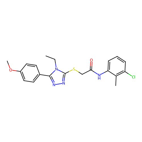 N-(3-chloro-2-methylphenyl)-2-[4-ethyl-5-(4-methoxyphenyl)(1,2,4-triazol-3-ylt hio)]acetamide structure