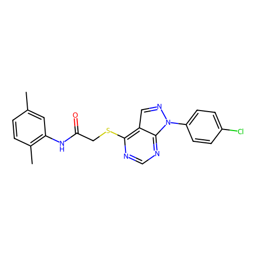 2-((1-(4-chlorophenyl)-1H-pyrazolo[3,4-d]pyrimidin-4-yl)thio)-N-(2,5-dimethylphenyl)acetamide structure