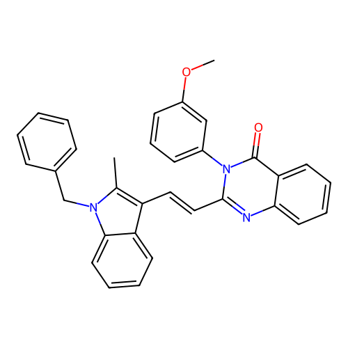 2-[(E)-2-(1-benzyl-2-methylindol-3-yl)ethenyl]-3-(3-methoxyphenyl)quinazolin-4-one structure
