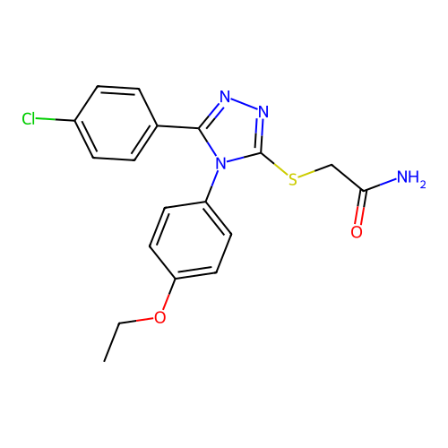 2-[[5-(4-chlorophenyl)-4-(4-ethoxyphenyl)-1,2,4-triazol-3-yl]sulfanyl]acetamide structure