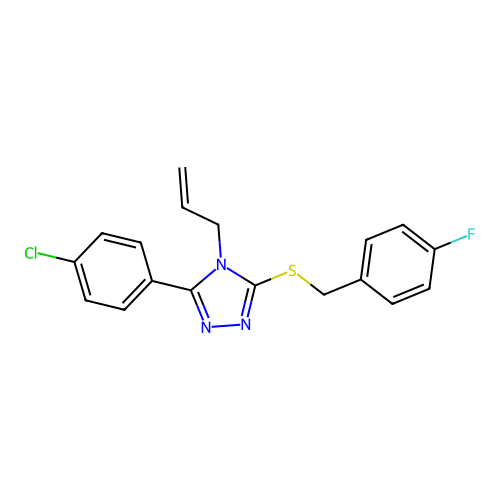 5-(4-Chlorophenyl)-3-[(4-fluorophenyl)methylthio]-4-prop-2-enyl-1,2,4-triazole structure