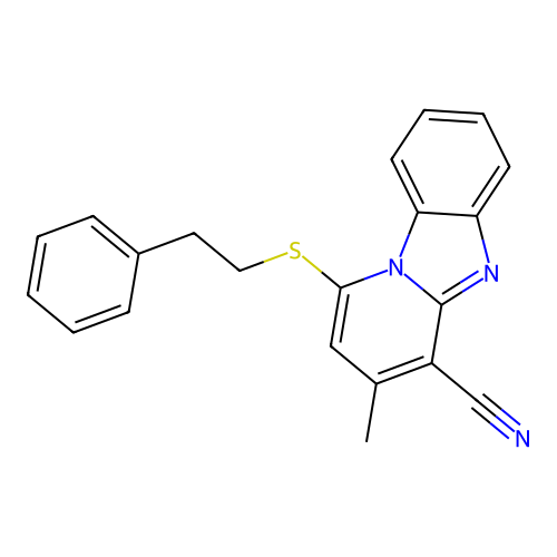 3-Methyl-1-[(2-phenylethyl)sulfanyl]pyrido[1,2-a]benzimidazole-4-carbonitrile structure