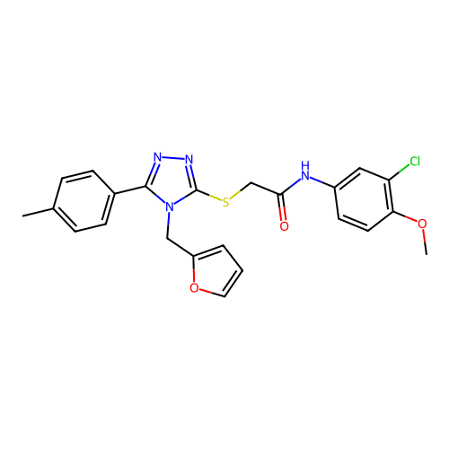 N-(3-chloro-4-methoxyphenyl)-2-{[4-(furan-2-ylmethyl)-5-(4-methylphenyl)-4H-1,2,4-triazol-3-yl]sulfanyl}acetamide structure