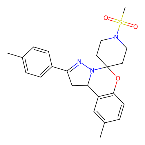 9'-methyl-2'-(4-methylphenyl)-1-(methylsulfonyl)-1',10b'-dihydrospiro[piperidine-4,5'-pyrazolo[1,5-c][1,3]benzoxazine] structure