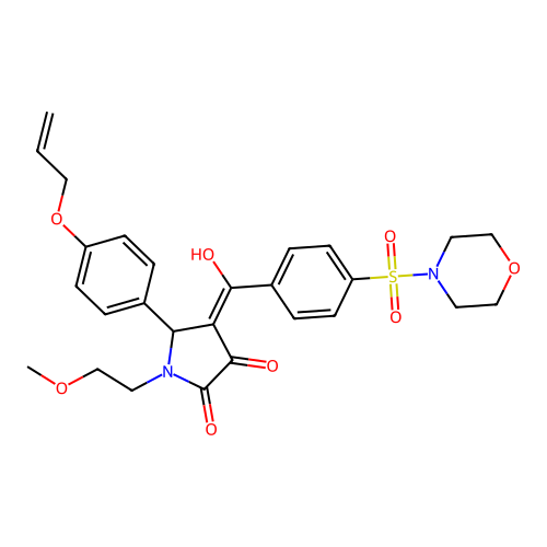 (4E)-4-[hydroxy-(4-morpholin-4-ylsulfonylphenyl)methylidene]-1-(2-methoxyethyl)-5-(4-prop-2-enoxyphenyl)pyrrolidine-2,3-dione structure