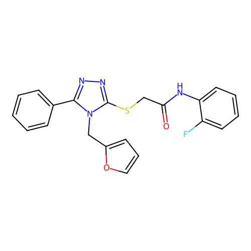 N-(2-fluorophenyl)-2-{[4-(furan-2-ylmethyl)-5-phenyl-4H-1,2,4-triazol-3-yl]sulfanyl}acetamide structure