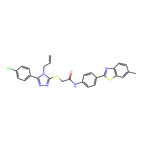 2-{[5-(4-chlorophenyl)-4-(prop-2-en-1-yl)-4H-1,2,4-triazol-3-yl]sulfanyl}-N-[4-(6-methyl-1,3-benzothiazol-2-yl)phenyl]acetamide structure