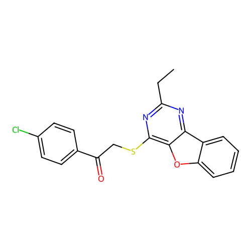 1-(4-chlorophenyl)-2-((2-ethylbenzofuro[3,2-d]pyrimidin-4-yl)thio)ethanone structure