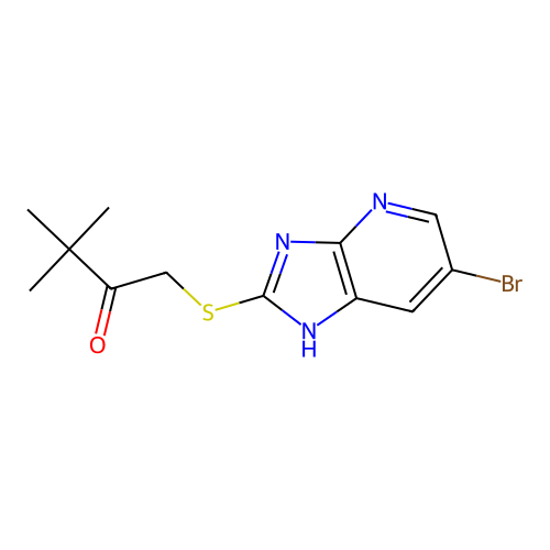1-[(6-bromo-3H-imidazo[4,5-b]pyridin-2-yl)sulfanyl]-3,3-dimethylbutan-2-one structure