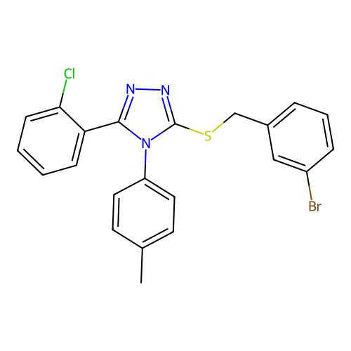 3-[(3-bromophenyl)methylsulfanyl]-5-(2-chlorophenyl)-4-(4-methylphenyl)-1,2,4-triazole structure
