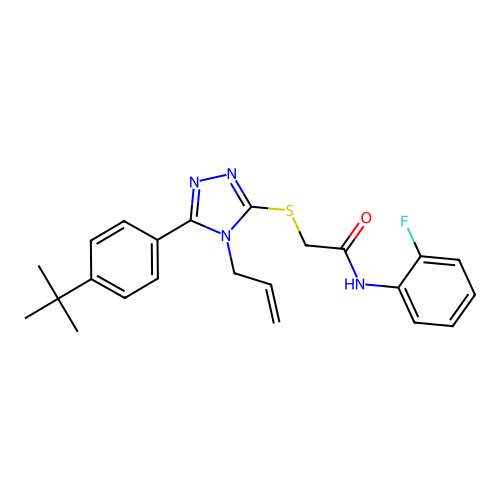 2-{[5-(4-tert-butylphenyl)-4-(prop-2-en-1-yl)-4H-1,2,4-triazol-3-yl]sulfanyl}-N-(2-fluorophenyl)acetamide structure