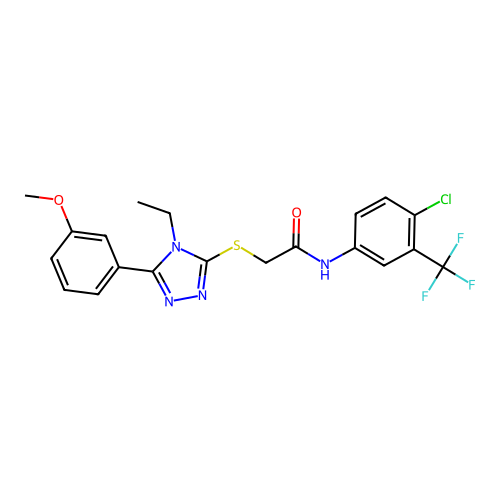 N-[4-chloro-3-(trifluoromethyl)phenyl]-2-{[4-ethyl-5-(3-methoxyphenyl)-4H-1,2,4-triazol-3-yl]sulfanyl}acetamide structure