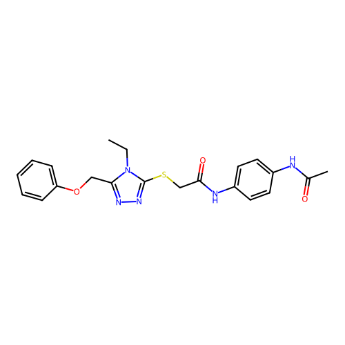 N-(4-acetamidophenyl)-2-((4-ethyl-5-(phenoxymethyl)-4H-1,2,4-triazol-3-yl)thio)acetamide structure