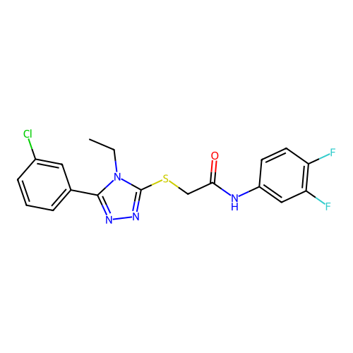 2-{[5-(3-chlorophenyl)-4-ethyl-4H-1,2,4-triazol-3-yl]sulfanyl}-N-(3,4-difluorophenyl)acetamide structure