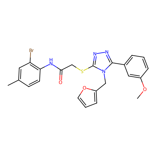 N-(2-bromo-4-methylphenyl)-2-{[4-(furan-2-ylmethyl)-5-(3-methoxyphenyl)-4H-1,2,4-triazol-3-yl]sulfanyl}acetamide structure