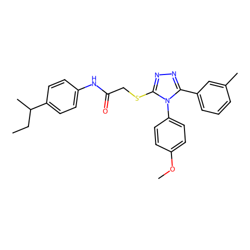 N-[4-(butan-2-yl)phenyl]-2-{[4-(4-methoxyphenyl)-5-(3-methylphenyl)-4H-1,2,4-triazol-3-yl]sulfanyl}acetamide structure