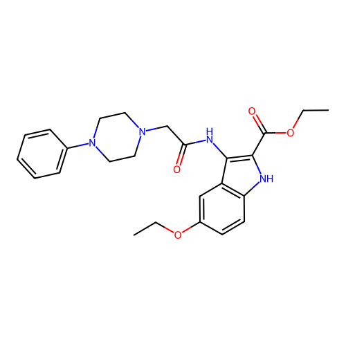ethyl 5-ethoxy-3-{[(4-phenylpiperazin-1-yl)acetyl]amino}-1H-indole-2-carboxylate structure