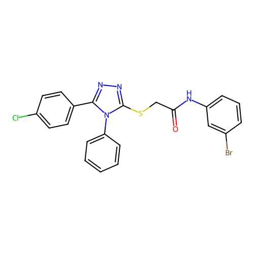 N-(3-bromophenyl)-2-[[5-(4-chlorophenyl)-4-phenyl-1,2,4-triazol-3-yl]sulfanyl]acetamide structure