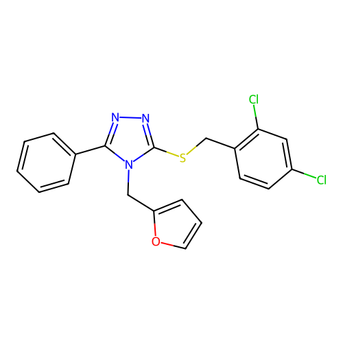 3-[(2,4-Dichlorophenyl)methylthio]-4-(2-furylmethyl)-5-phenyl-1,2,4-triazole structure