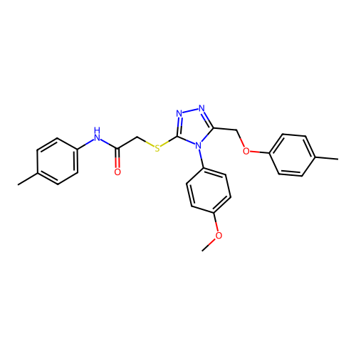 2-((4-(4-methoxyphenyl)-5-((p-tolyloxy)methyl)-4H-1,2,4-triazol-3-yl)thio)-N-(p-tolyl)acetamide structure