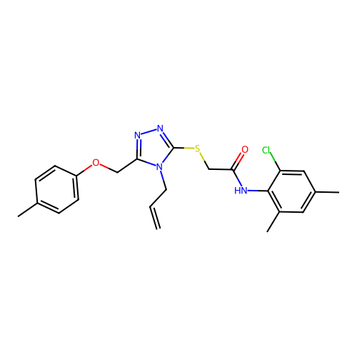 2-((4-allyl-5-((p-tolyloxy)methyl)-4H-1,2,4-triazol-3-yl)thio)-N-(2-chloro-4,6-dimethylphenyl)acetamide structure