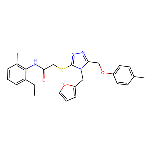 N-(2-ethyl-6-methylphenyl)-2-((4-(furan-2-ylmethyl)-5-((p-tolyloxy)methyl)-4H-1,2,4-triazol-3-yl)thio)acetamide structure